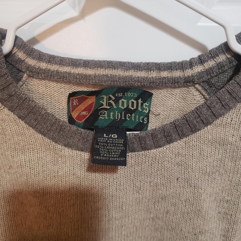Vintage Roots Athletics Sweater With Beaver Patch Brown and Gray Size Large - Picture 4 of 7